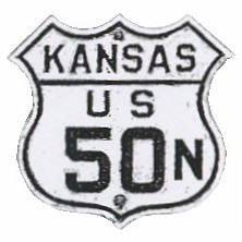 Historic shield for US 50N in Kansas