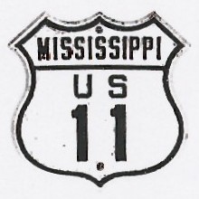 Historic shield for US 11 in Mississippi