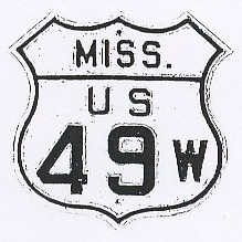 Historic shield for US 49W in Mississippi