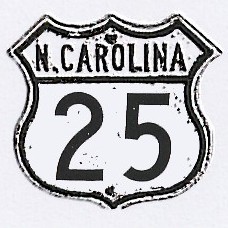 Historic shield for US 25 in North Carolina