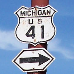 US 41 shield in Calumet, Michigan