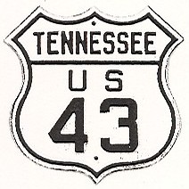 Historic shield for US 43 in Tennessee