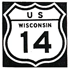 Historic shield for US 14 in Wisconsin