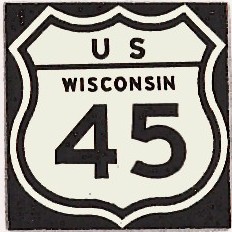 Historic shield for US 45 in Wisconsin